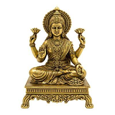 Estátua Lakshmi em Metal Dourado Modelo 1