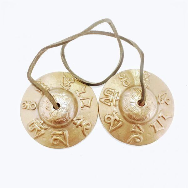 Ting-Sha Címbalos Tibetanos Om Mani Padme Hum 7.2cm (Latão)