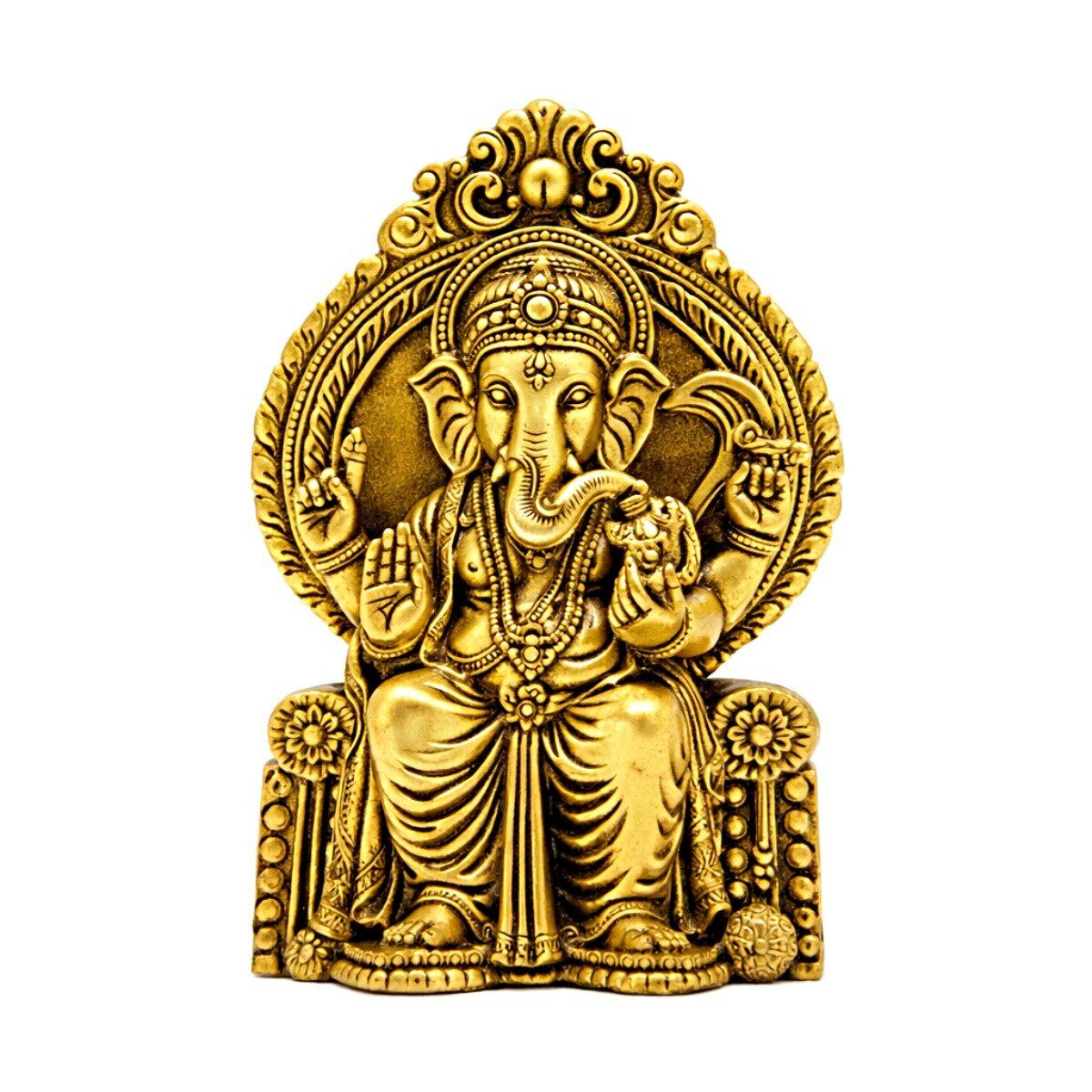 Estátua Ganesha em Metal Dourado Modelo 1