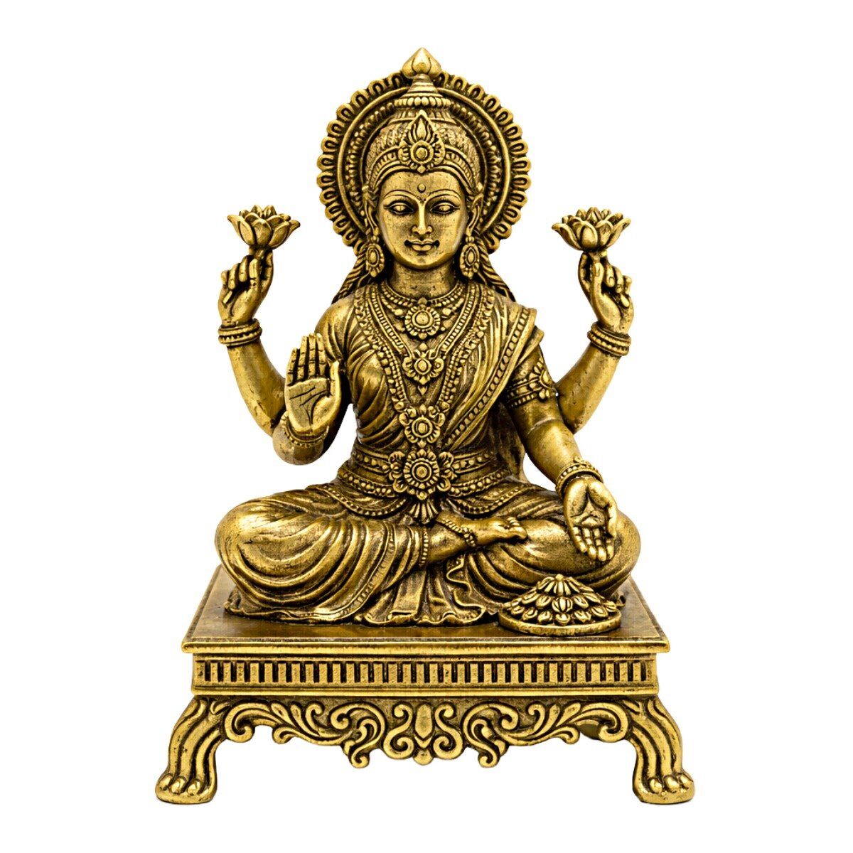 Estátua Lakshmi em Metal Dourado Modelo 1