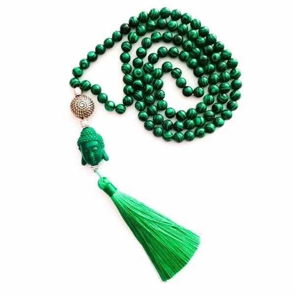 Japa Mala de Malaquita Buda Verde