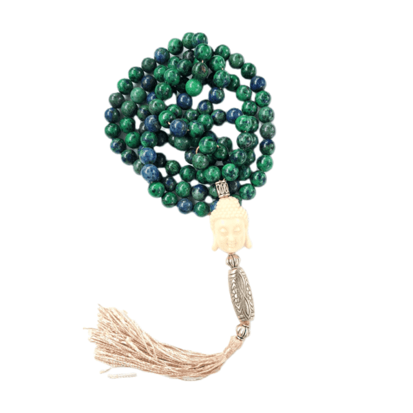 Japa Mala Buda Branco Crisocola 8mm