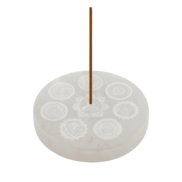 Porta Incenso Selenite 7 Chakras Meditação Redondo