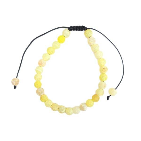 Pulseira de Jaspe Pele de Serpente Amarela com Cordão Regulável 6mm