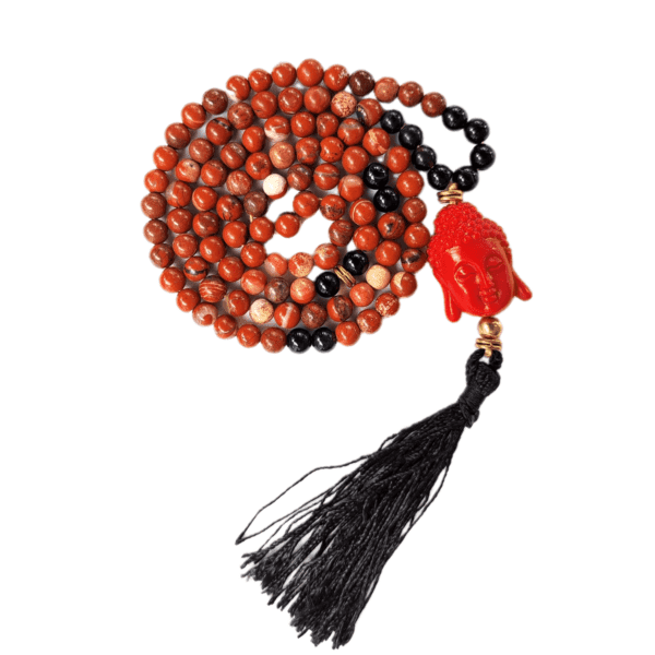 Japa Mala Jaspe Vermelho e Onix 6mm