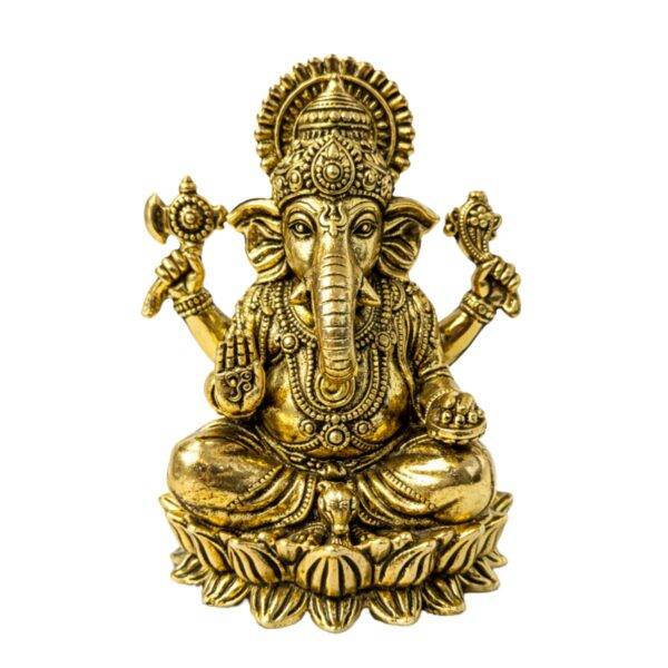 Estátua Ganesha em Metal Dourado Modelo 8
