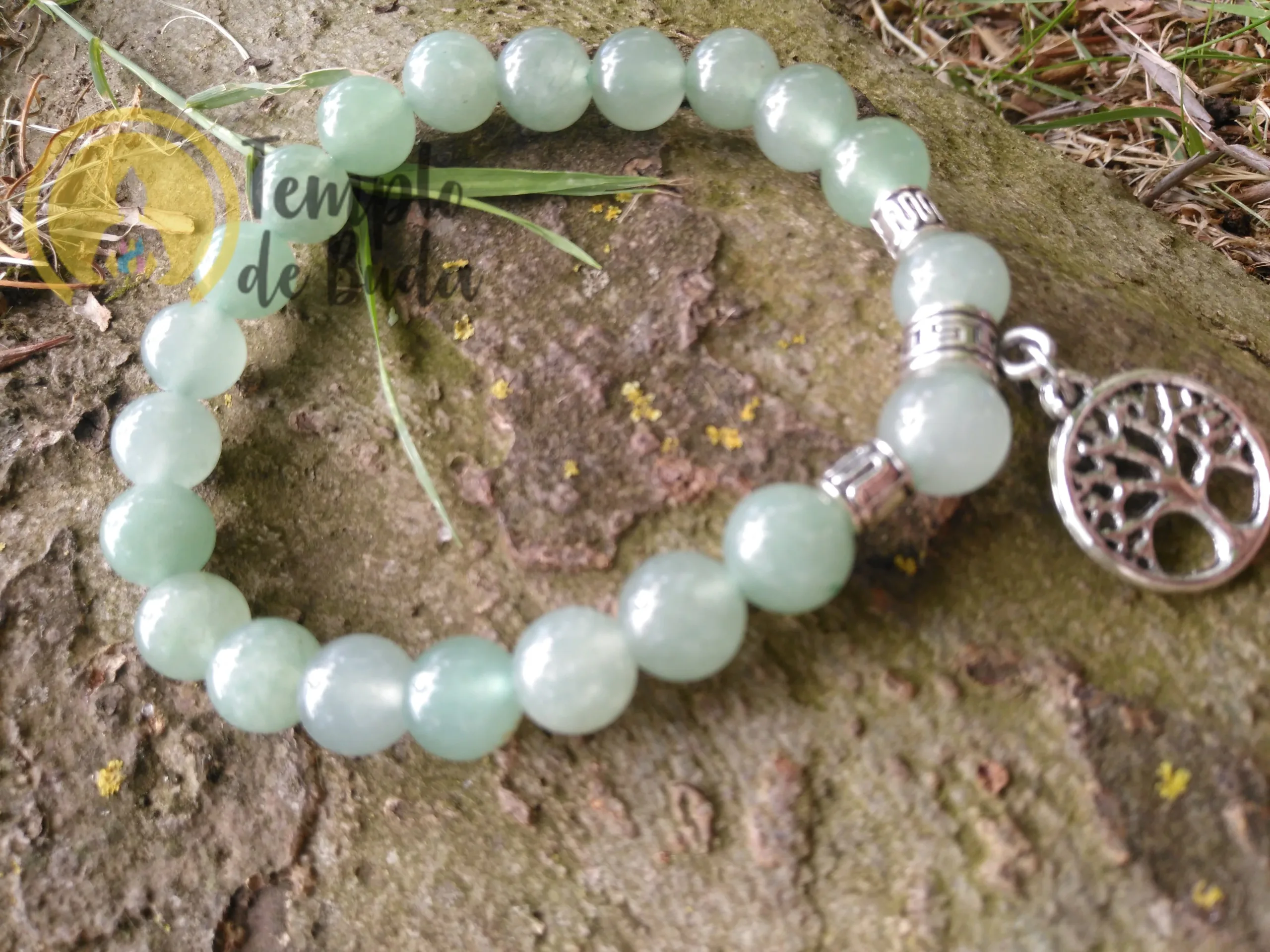 Pulseira Aventurina Verde com Árvore da Vida
