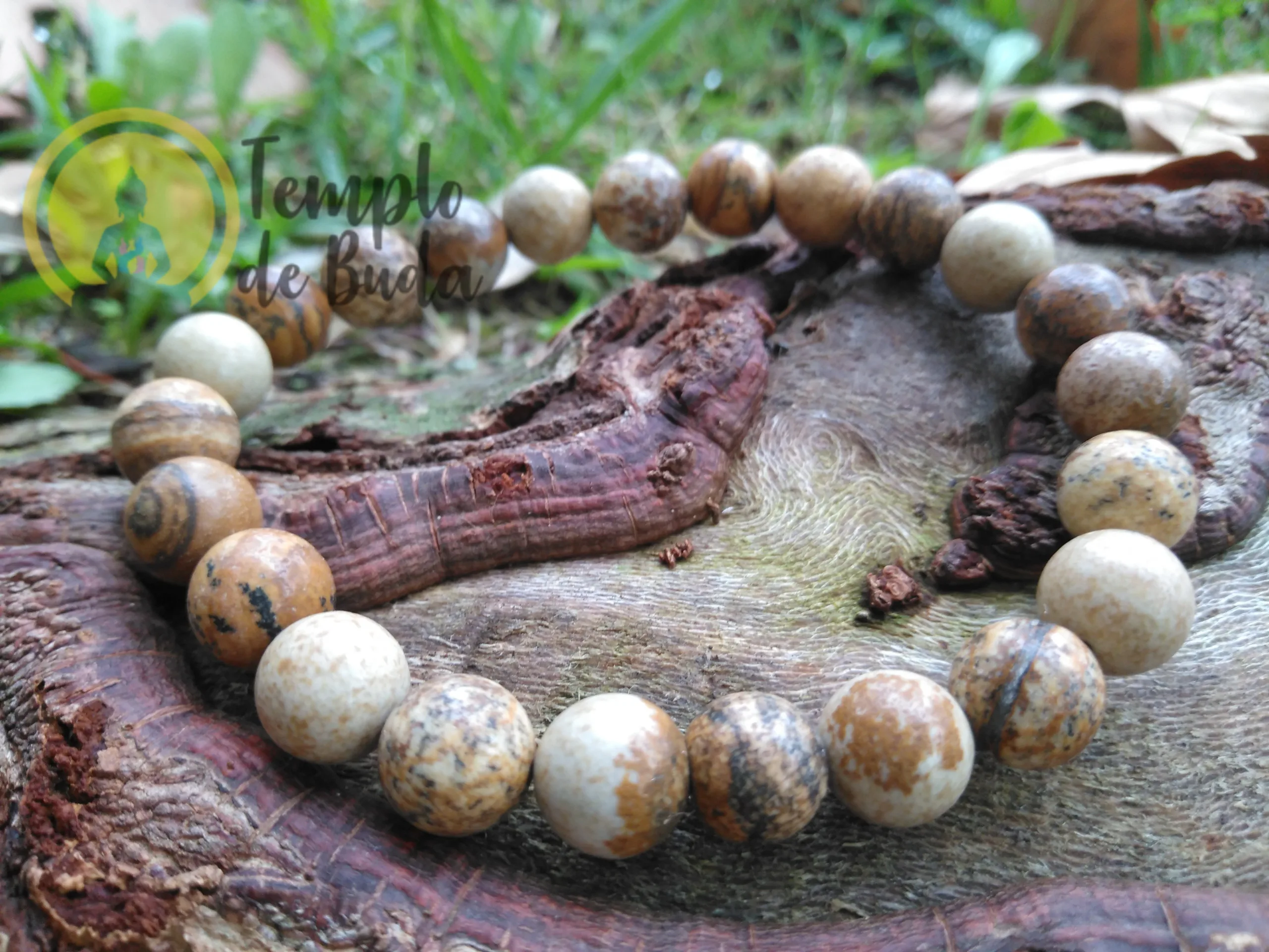 Pulseira Jaspe Madeira ou Imagem