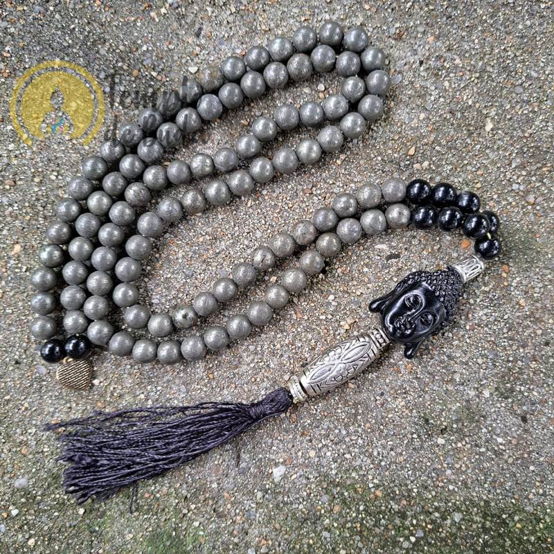 Japa Mala Pirita e Ônix 8mm
