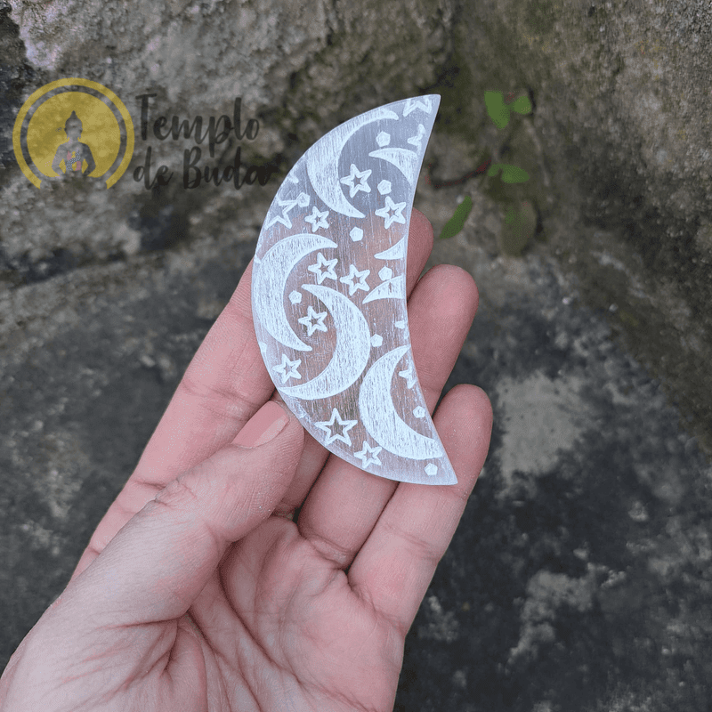 Placa de Selenita Mini Lua 8cm