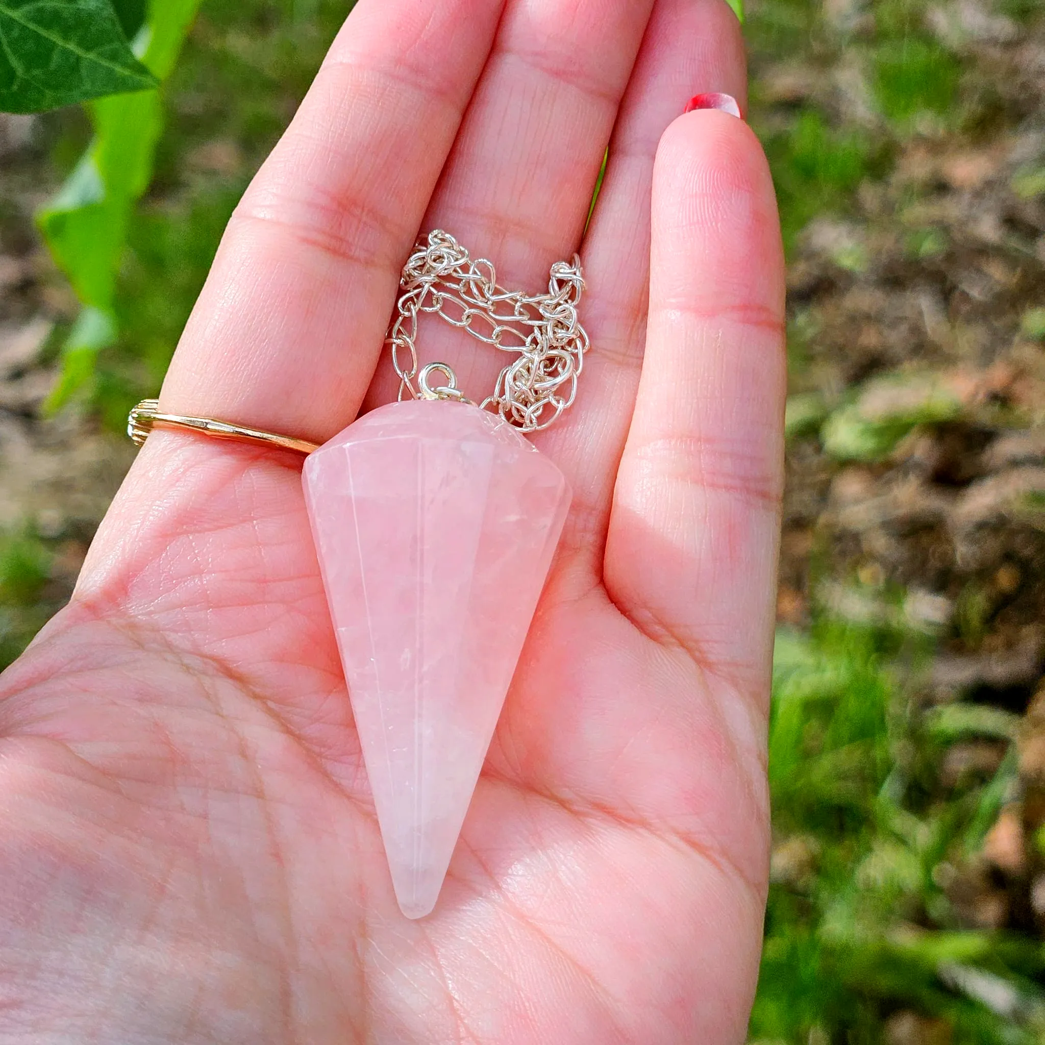 Pendulo Hexagono Quartzo Rosa