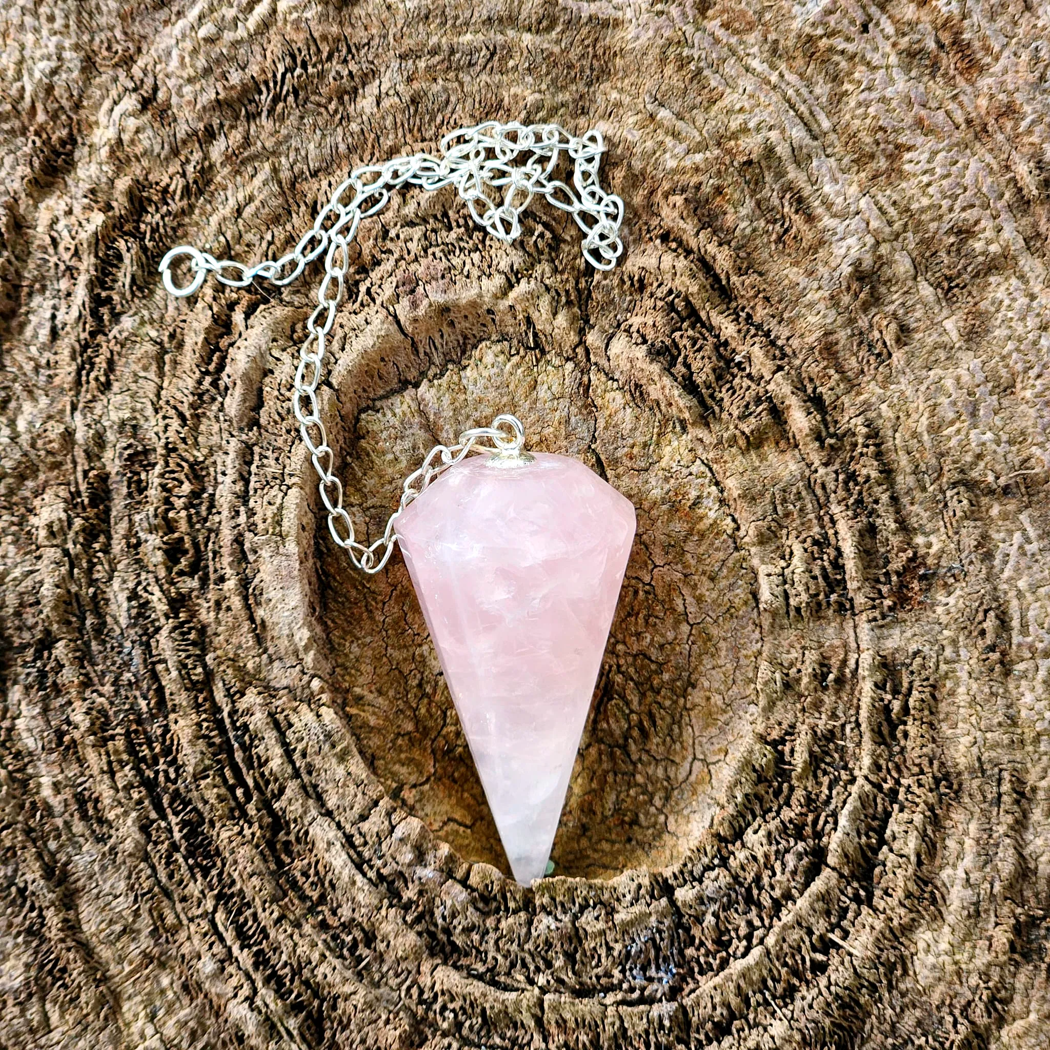 Pendulo Hexagono Quartzo Rosa