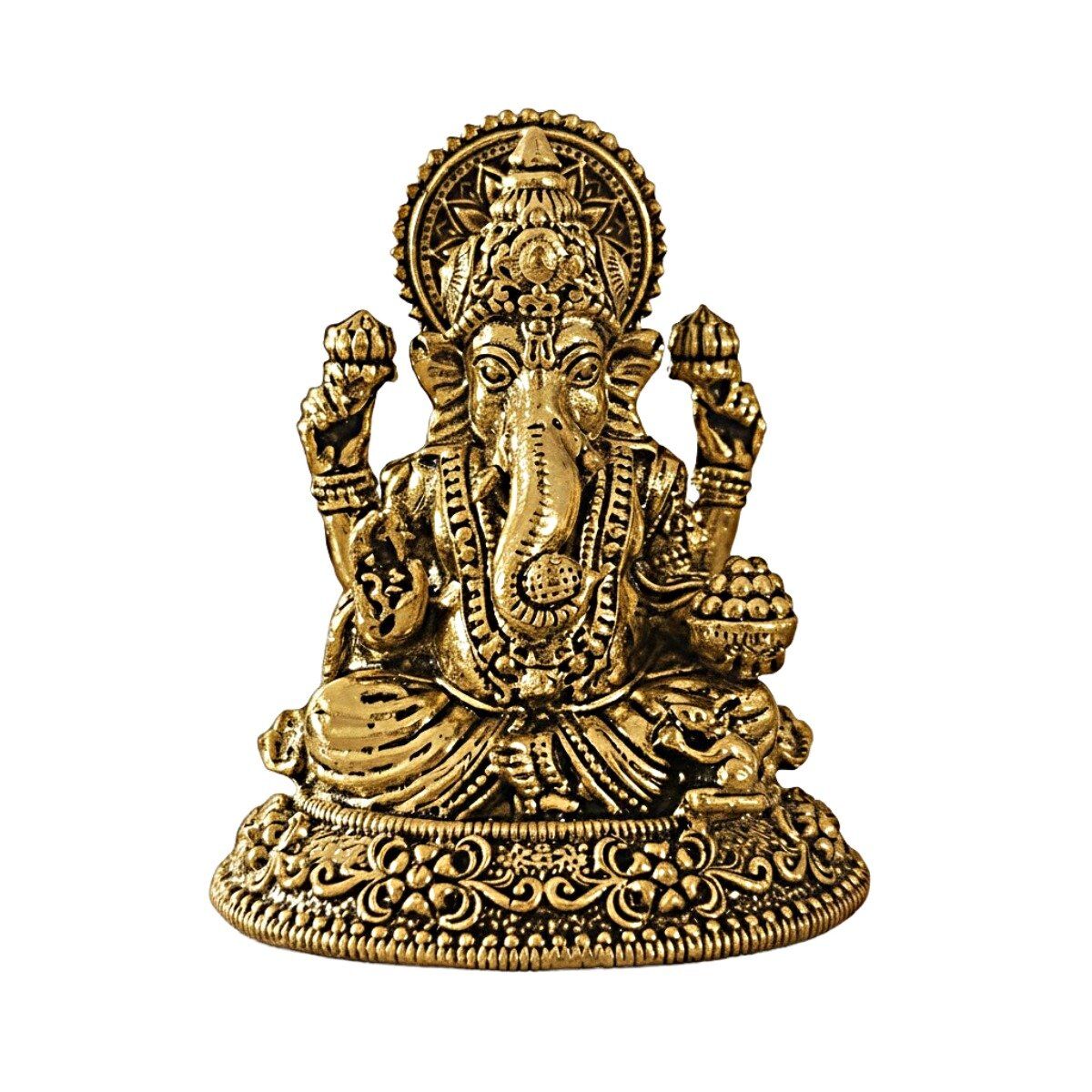 Estátua Ganesha em Metal Dourado Modelo 2