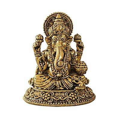 Estátua Ganesha em Metal Dourado Modelo 2