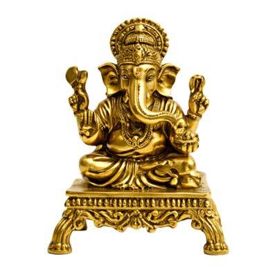 Estátua Ganesha em Metal Dourado Modelo 4