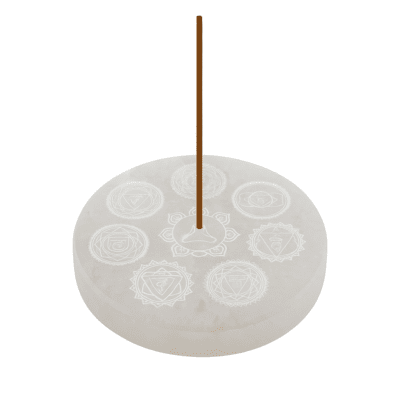 Porta Incenso Selenite 7 Chakras Meditação Redondo