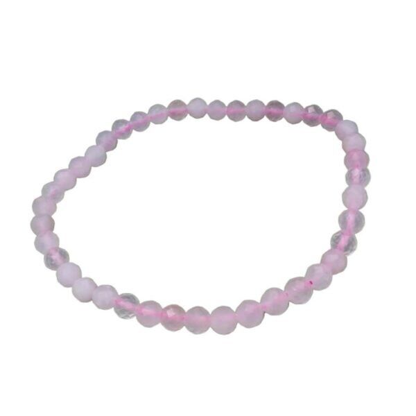 Pulseira de Quartzo Rosa Facetada