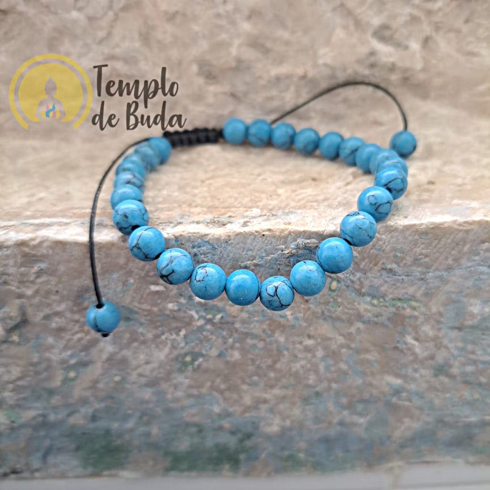 Pulseira Howlite Azul com Cordão Regulável