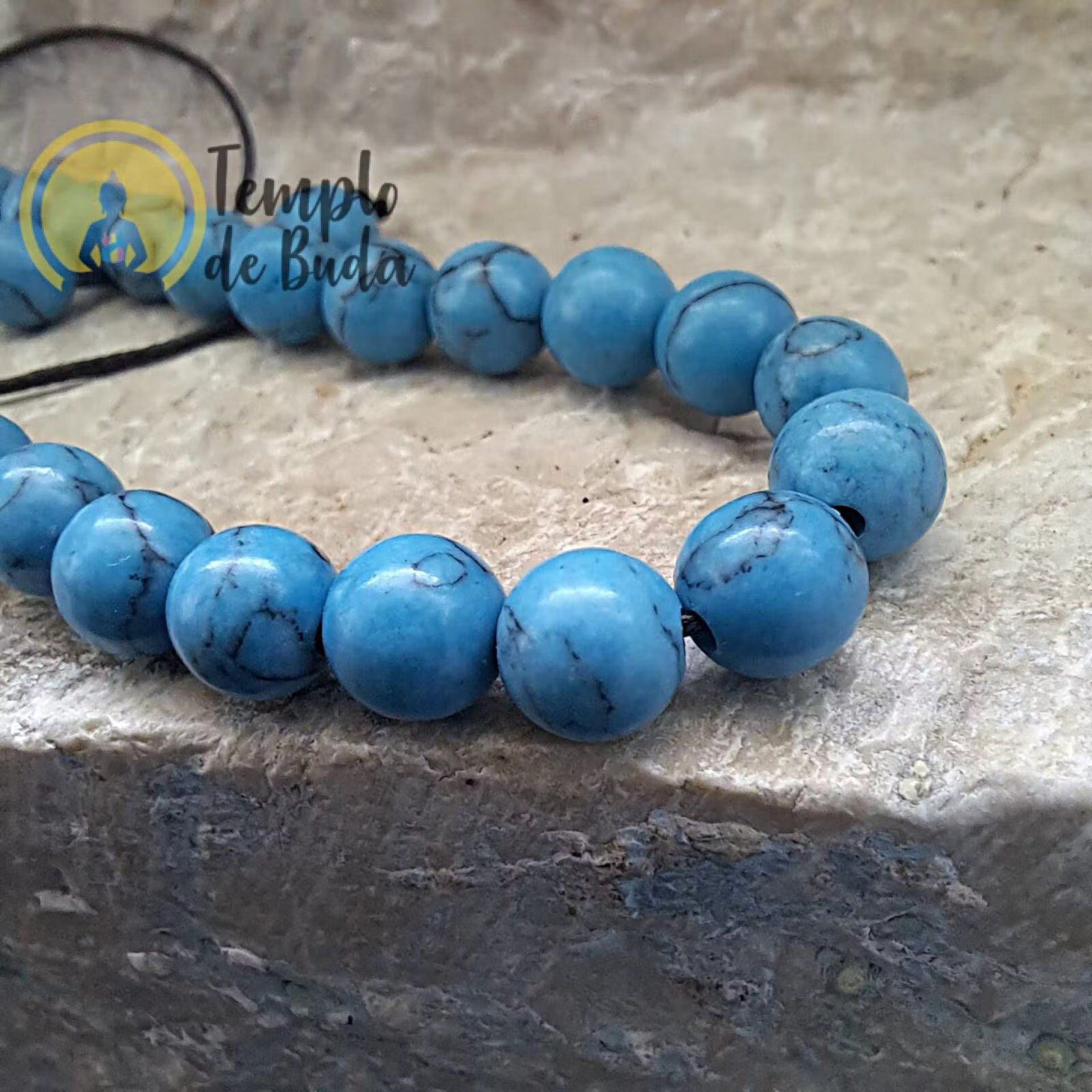 Pulseira Howlite Azul com Cordão Regulável