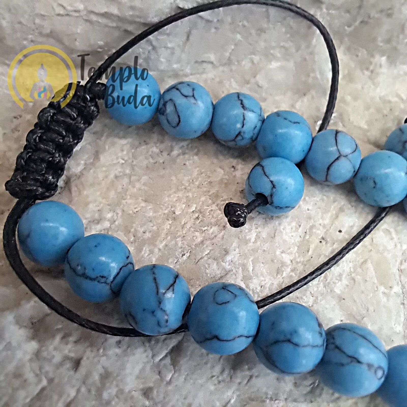 Pulseira Howlite Azul com Cordão Regulável