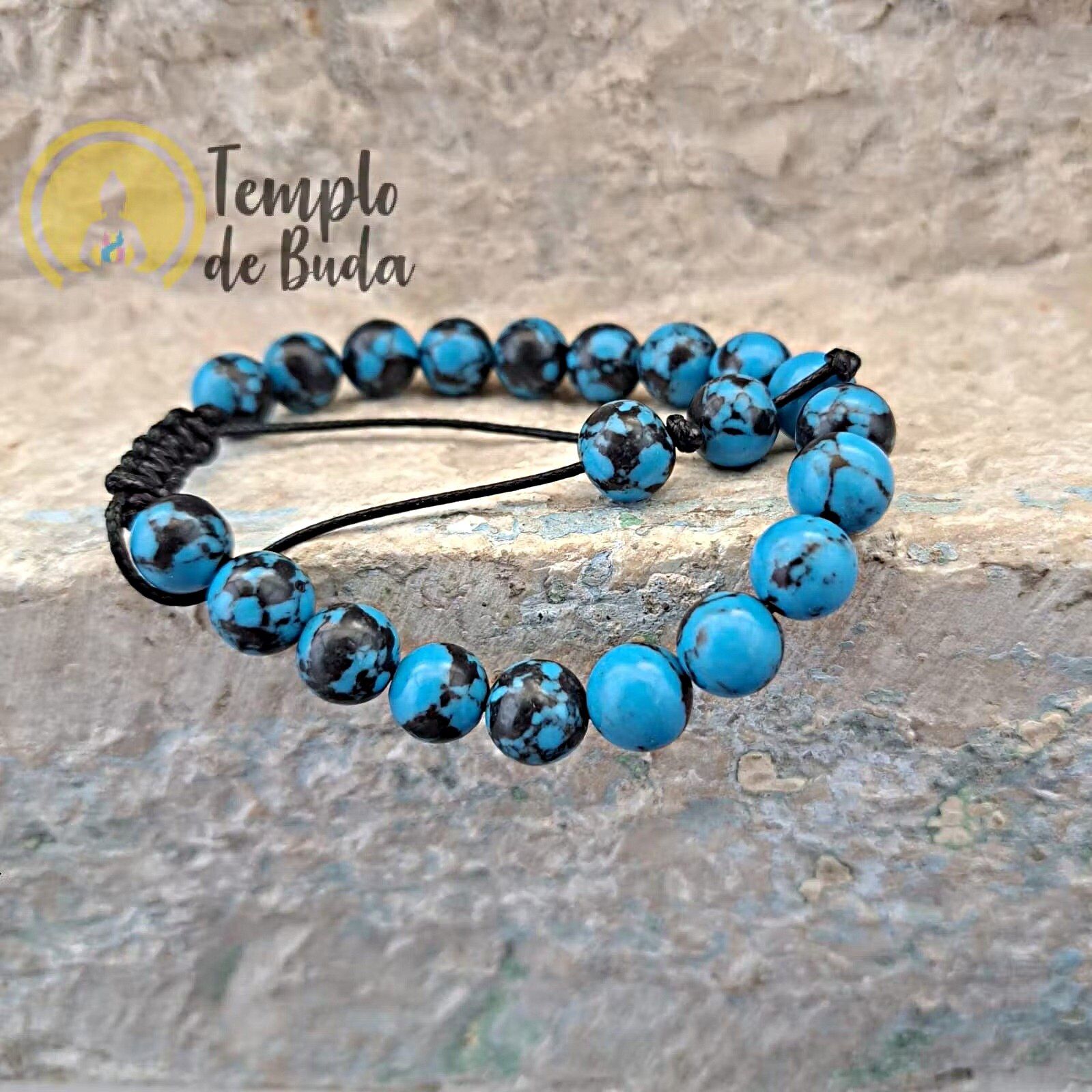 Pulseira Howlite Azul com Cordão Regulável