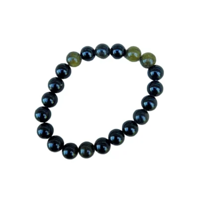 Pulseira Obsidiana Negra Dourada