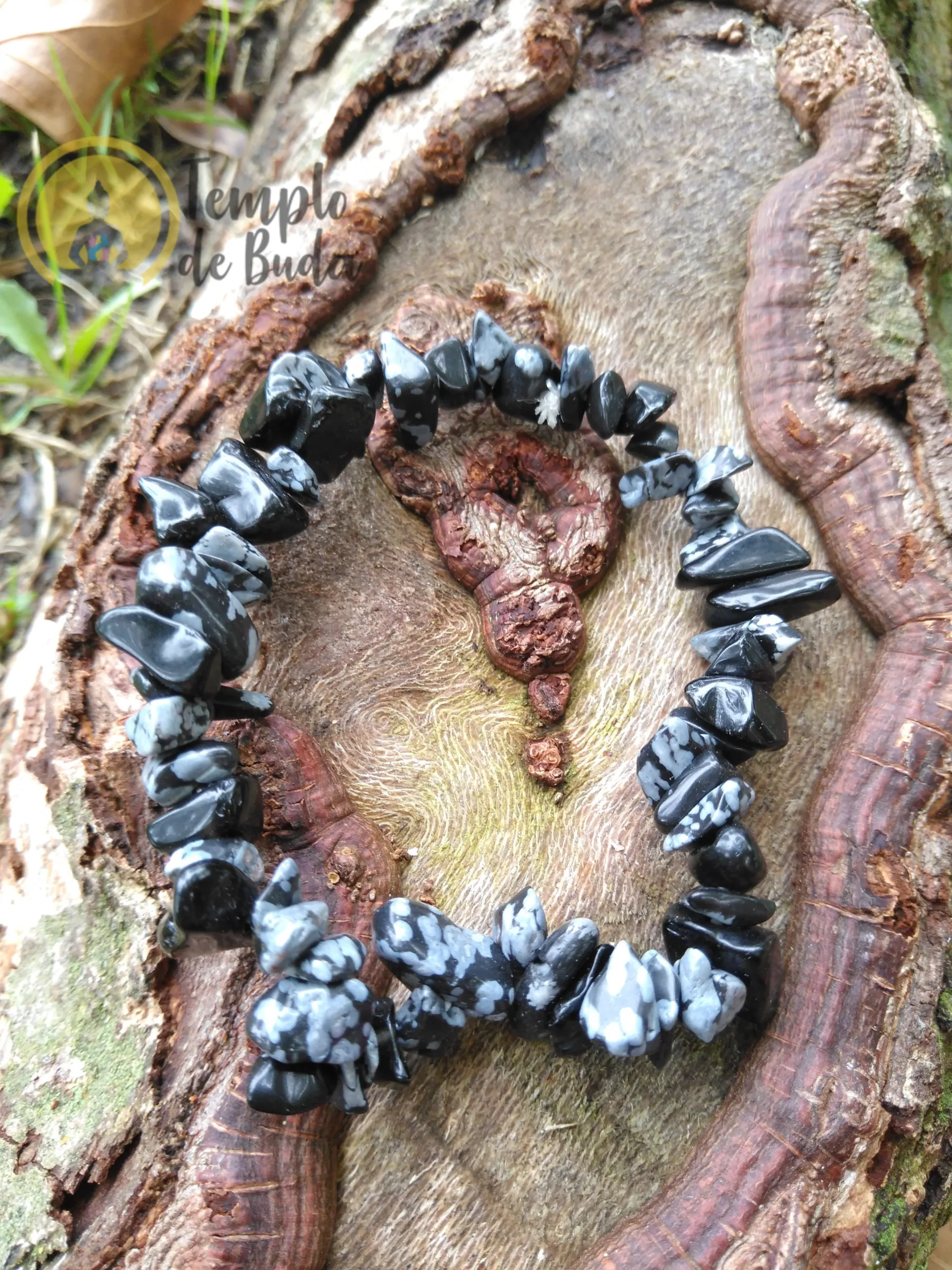 Pulseira de Obsidiana Floco de Neve Chips