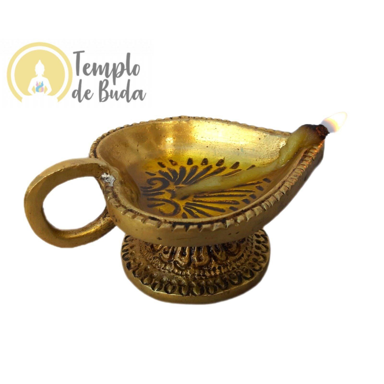 Diya - Lamparina Indiana em Metal Dourado Folha