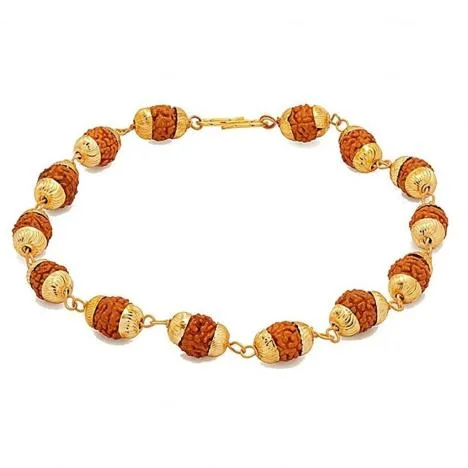 Pulseira de Rudraksha Dourada
