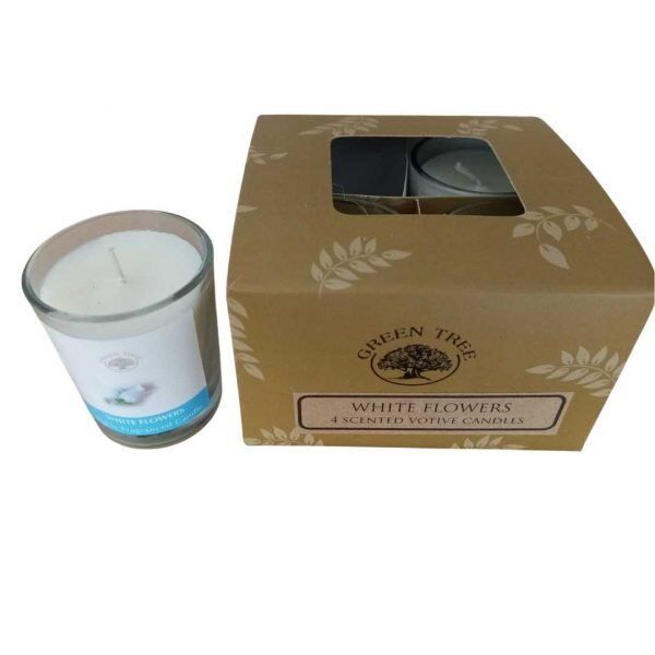 Caixa Vela Copo Perfumado Flores Brancas