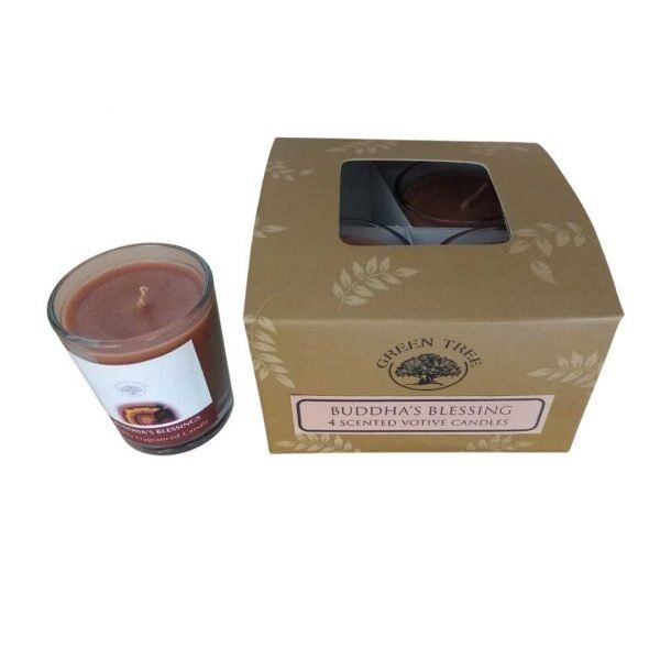 Caixa Vela Copo Perfumado Green Bênçãos de Buda