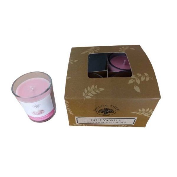 Caixa Vela Copo Perfumado Green Rosas e Baunilha