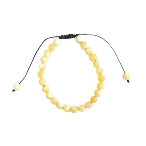 Pulseira de Ágata Amarela com Cordão Regulável 6mm