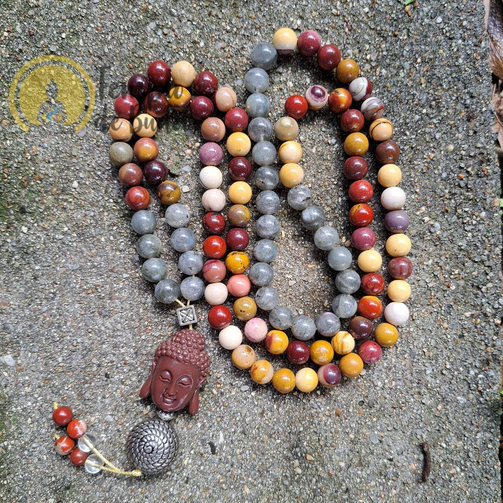 Japa Mala Mookaite e Labradorita 8mm