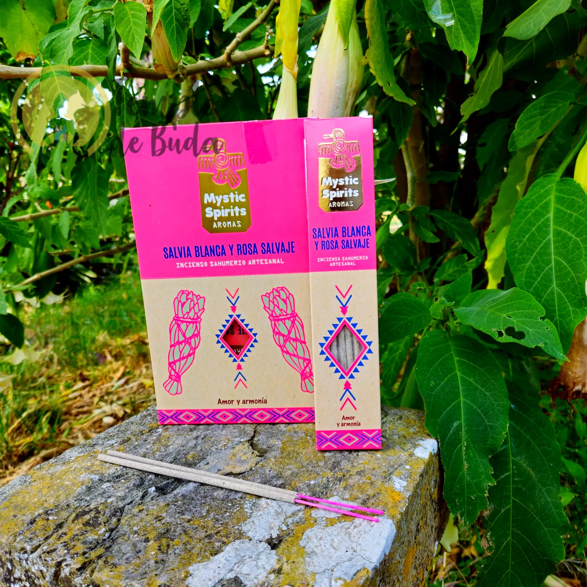Incenso Artesanal Mystic Spirits Sálvia Branca e Rosa Selvagem Caixa