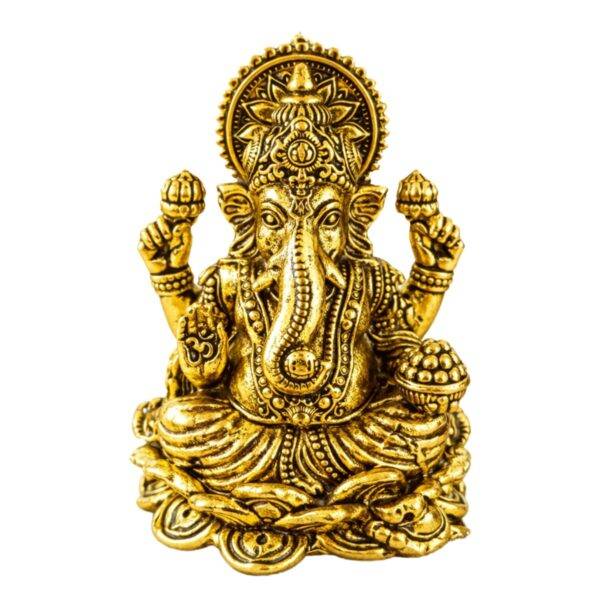 Estátua Ganesha em Metal Dourado Modelo 7