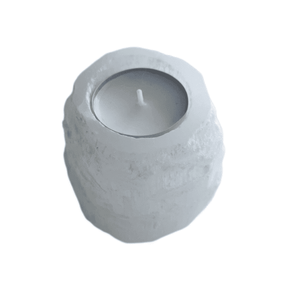 Porta Vela de Selenite Cilindro Bruto