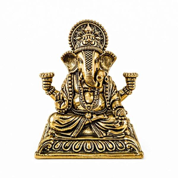 Estátua Ganesha em Metal Dourado Modelo 10