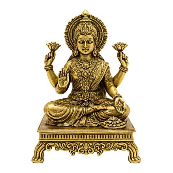 Estátua Lakshmi em Metal Dourado Modelo 1
