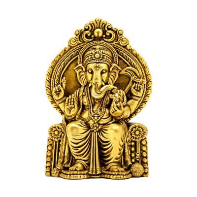 Estátua Ganesha em Metal Dourado Modelo 1