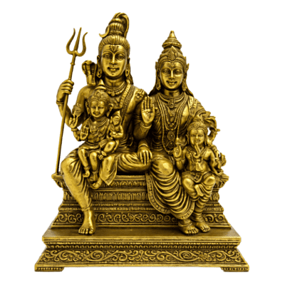 Estátua Shiva Família Metal Dourado