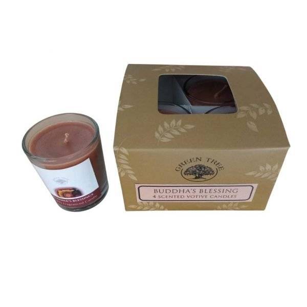 Caixa Vela Copo Perfumado Green Bênçãos de Buda