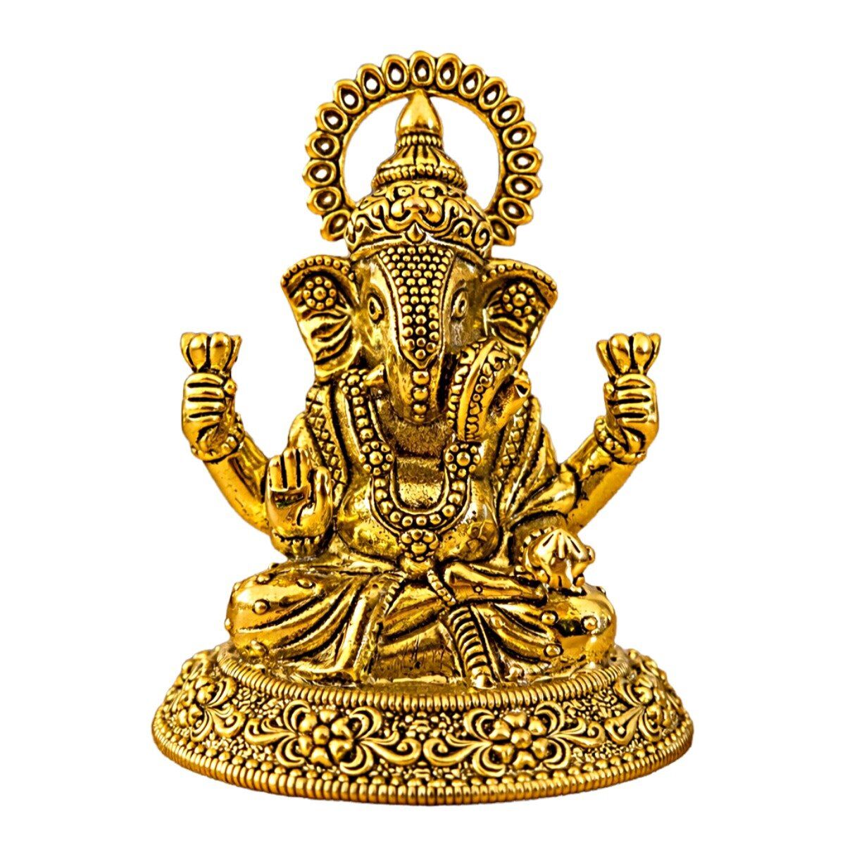 Estátua Ganesha em Metal Dourado Modelo 5