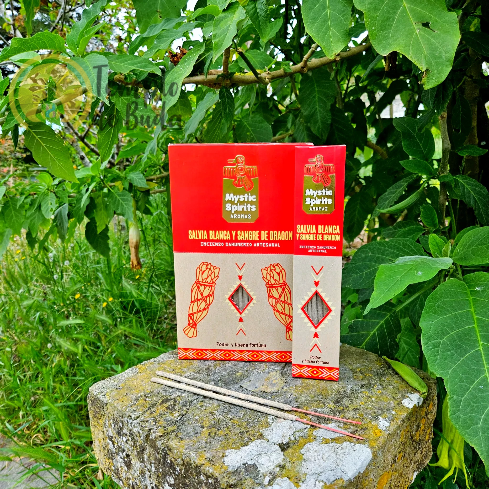 Incenso Artesanal Mystic Spirits Sálvia Branca e Sangue de Dragão Caixa