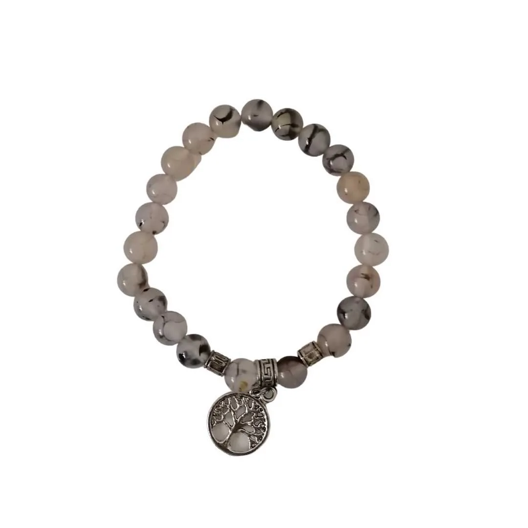 Pulseira Ágata Aranha com Árvore da Vida 6mm