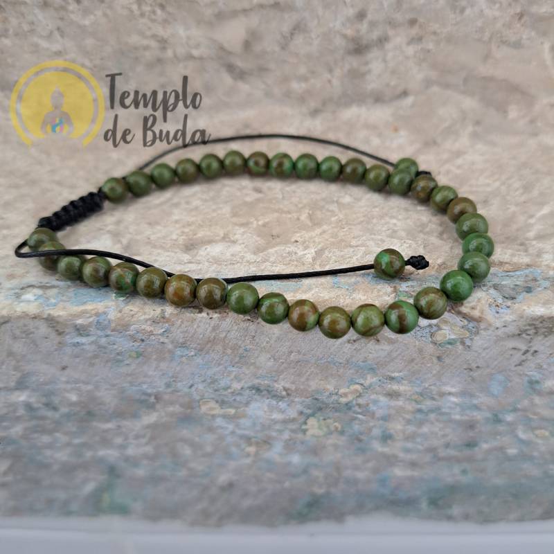 Pulseira de Jaspe Verde com Cordão Regulável 4mm