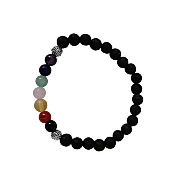 Pulseira de Pedra Lava e 7 Chakras