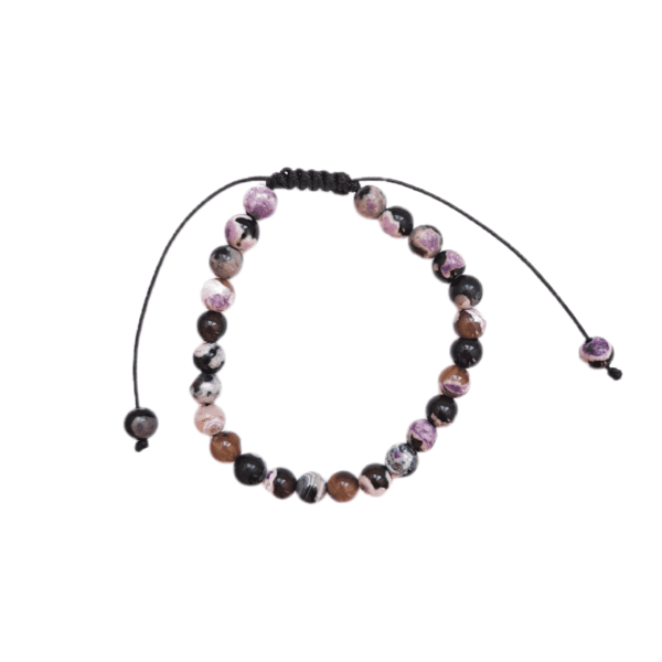 Pulseira de Charoita com Cordão Regulável 6mm
