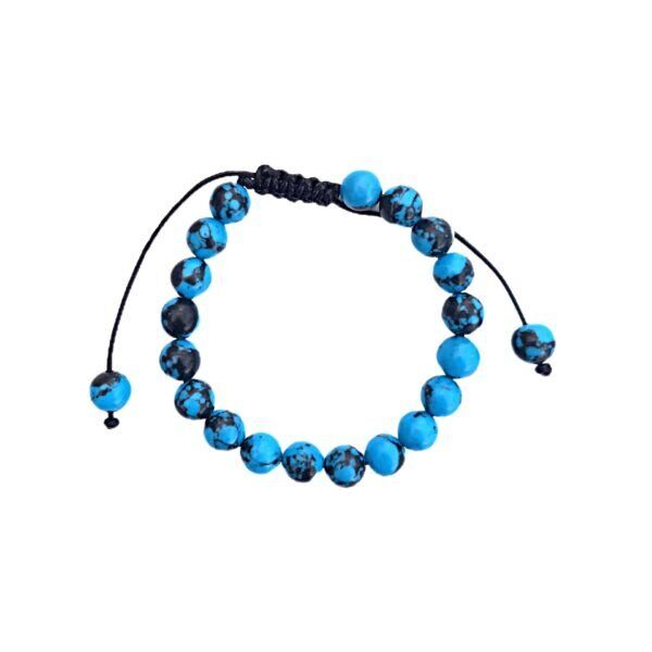 Pulseira Howlite Azul com Cordão Regulável