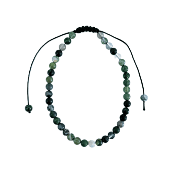 Pulseira de Ágata Musgo com Cordão Regulável 4mm
